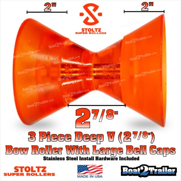 2 78 Inch Boat Trailer Roller Deep V W Large Bell Caps ULT-443-434